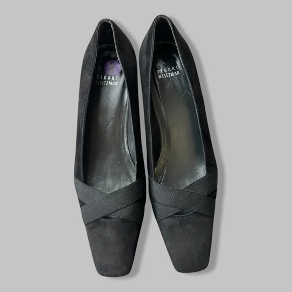 Stuart Weitzman Kitten  Heel Suede Leather Square Toe Pumps - Picture 1 of 15